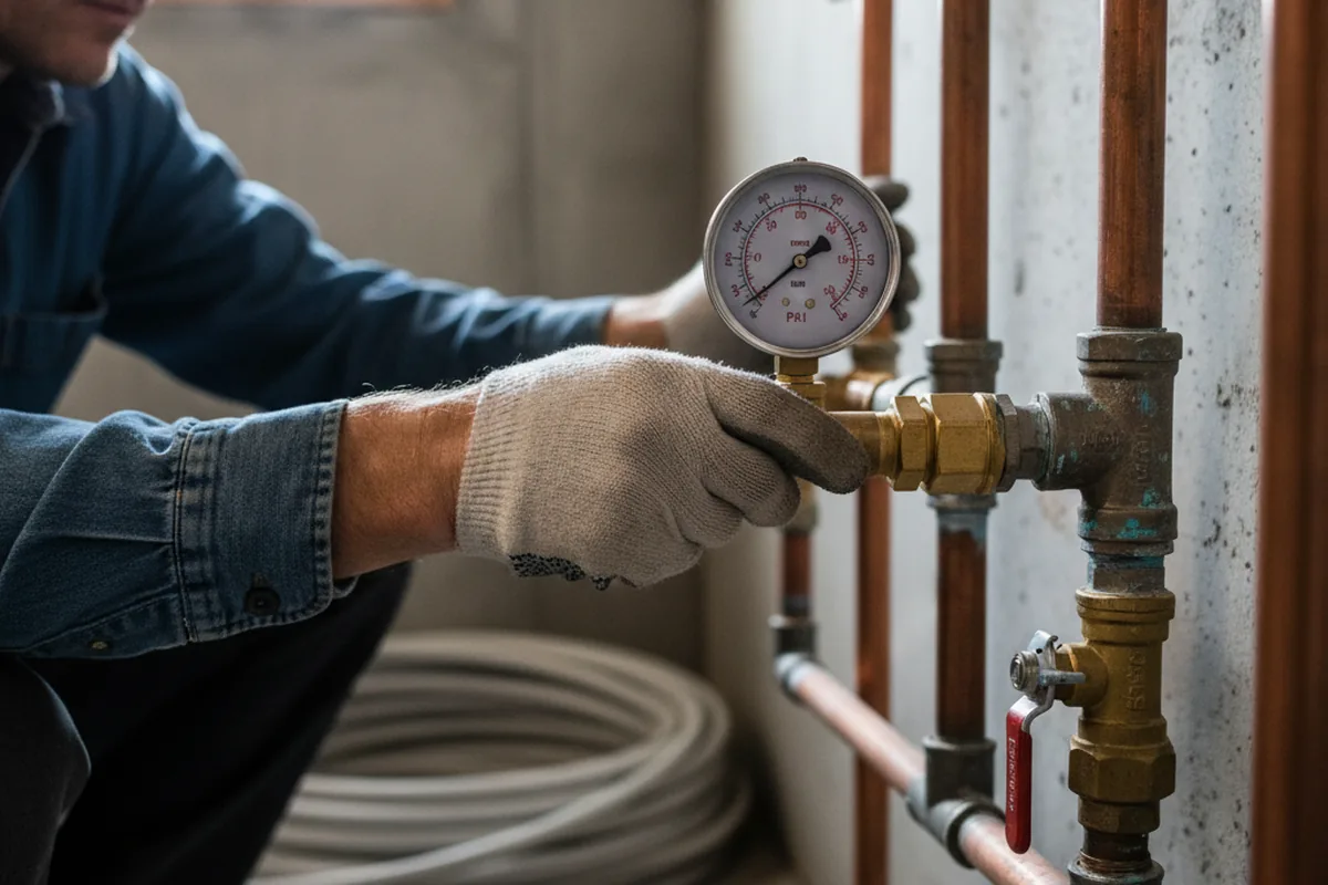 Pressure testing a repaired line during Water Line Repair in Mc Kees Rocks